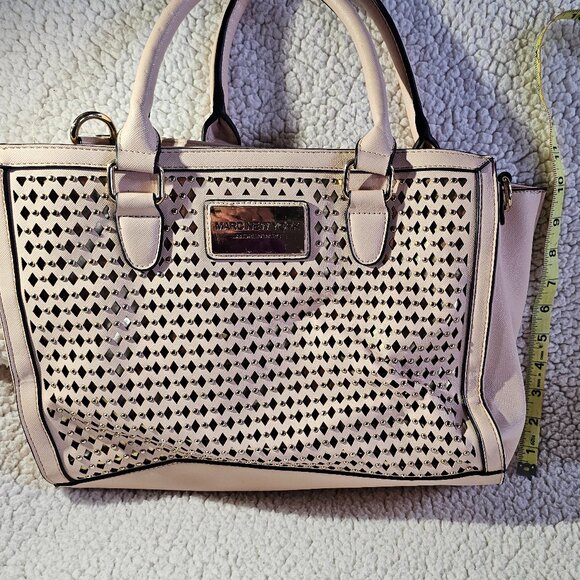 Marc New York by Andrew Marc Beige Satchel – Perforated Design, Logo Plate - Picture 6 of 9